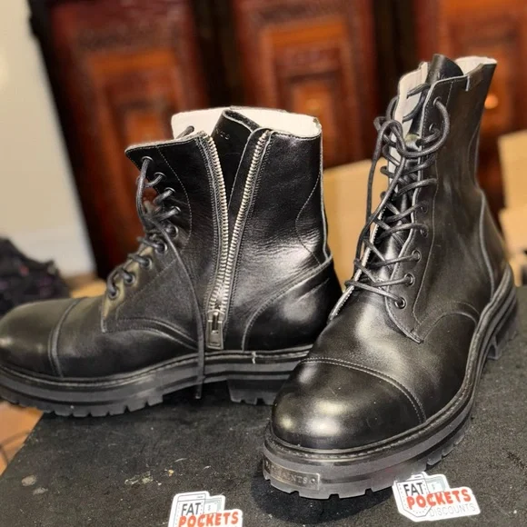 All Saints Brand Hank Chunky Leather Boots Men’s - Picture 8 of 9